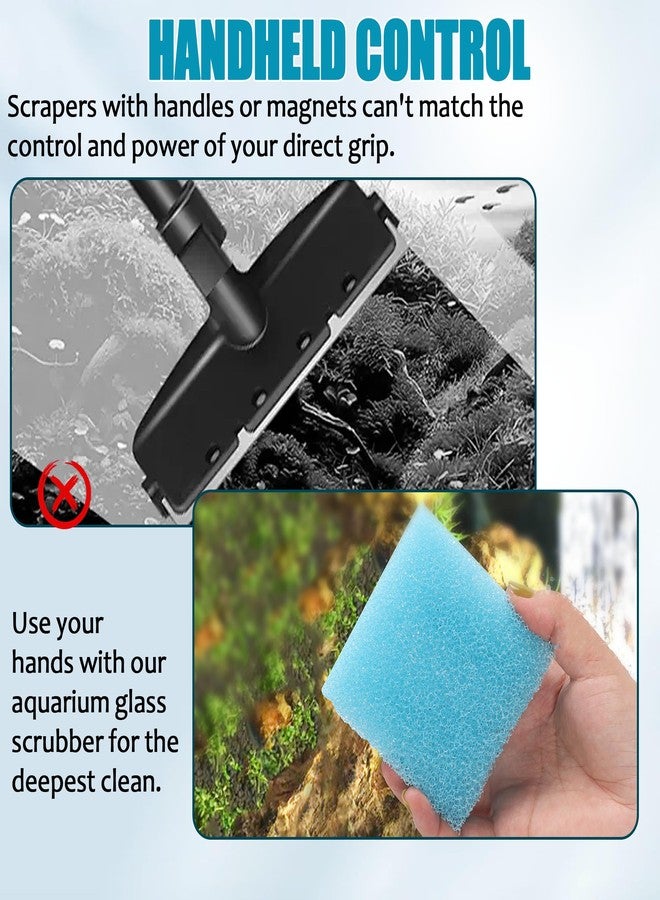 Aussio Aquarium Glass Cleaning Sponge 6-Pack (3.25 x 3.25 x 1 in), Non-Scratch Aquarium Cleaner for Fish & Turtle Tanks, Reusable Blue Cleaning Sponge - Blue - Image 5